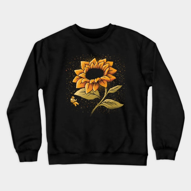 Sun-Flower Universe Flower Little Astronaut Science by Tobe Fonseca Crewneck Sweatshirt by Tobe_Fonseca